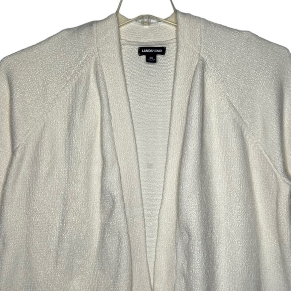 Lands End Ivory Chenille Open Front Cardigan Sweater Size 2X 20 22 Heavy Weight - Picture 5 of 11